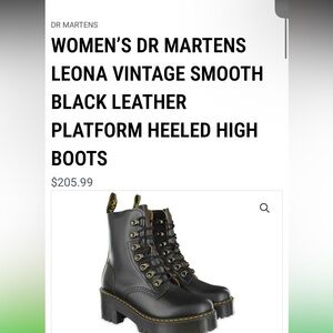Dr. Martens Black Leather Platform Heeled Boots Style;Leona
